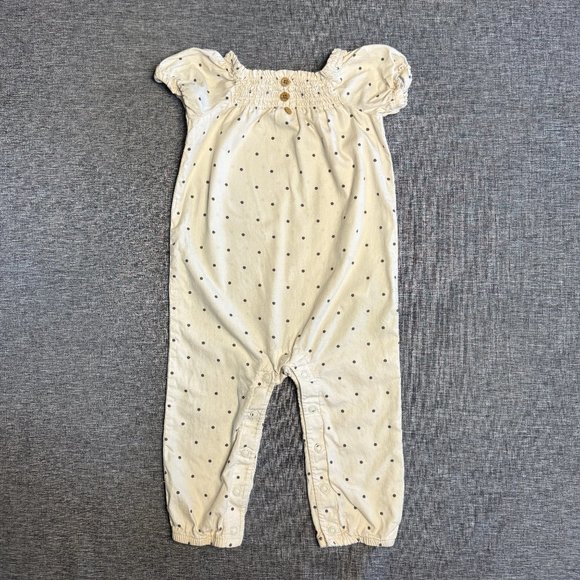 CARTER’S cotton romper - cream with gray polka dots - 12 mo - Picture 1 of 4